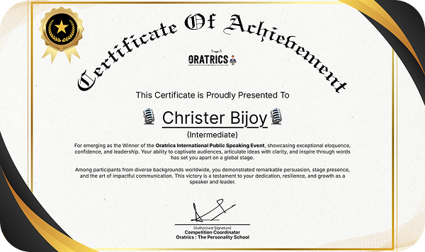 Oratrics Confidence Building Certificate